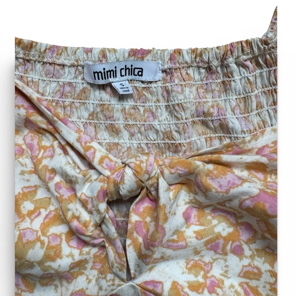 Floral cottagecore Mini Dress in Pink and Cream size small - Picture 2 of 6